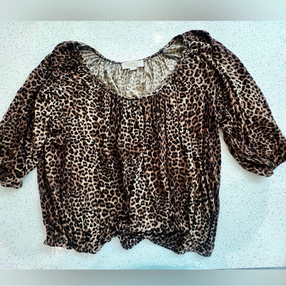 Michael Michael Kors Brown Leopard Print Blouse - Picture 2 of 5